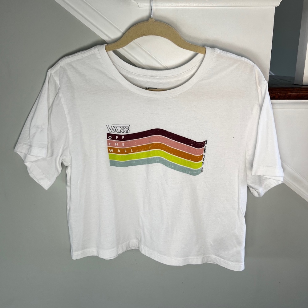 Vans Junior's Joyrides Short Sleeve Cropped Tee White Size XS